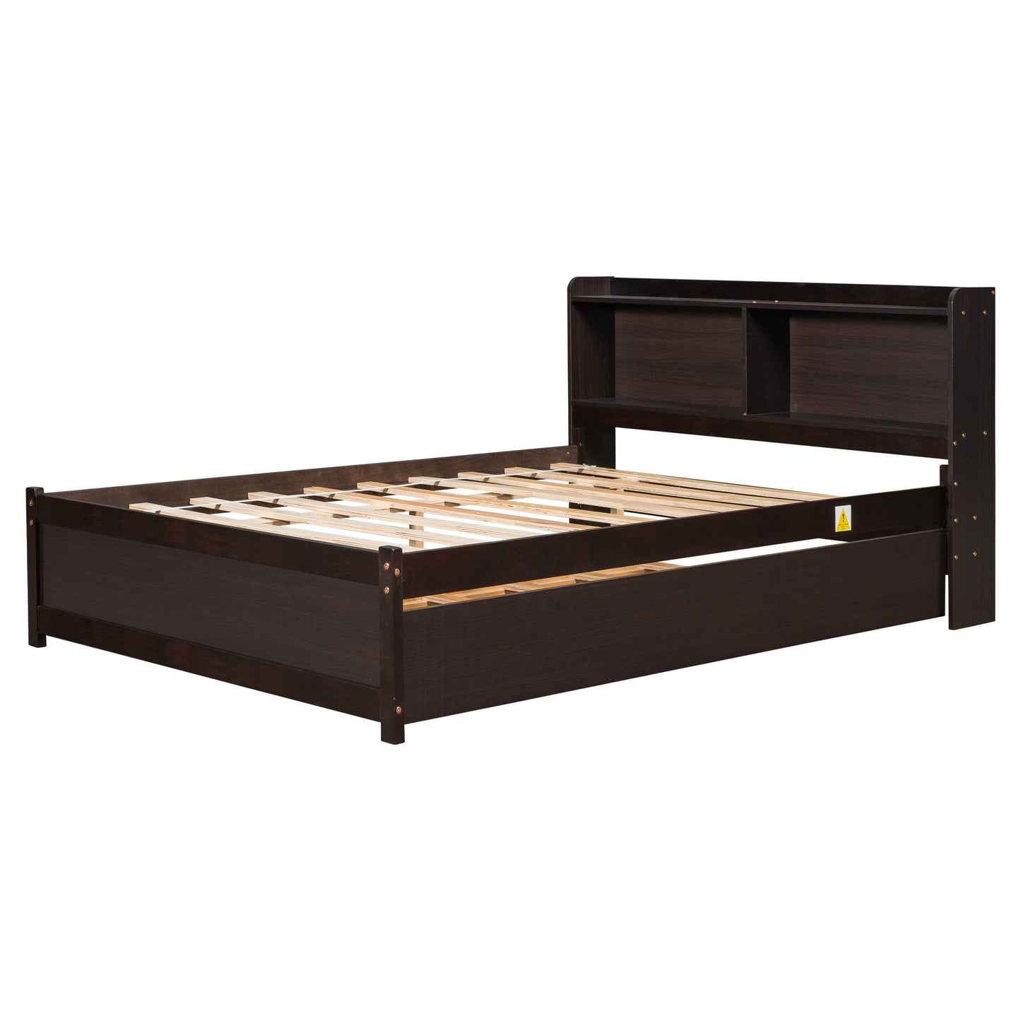 Full Bed with Trundle,Bookcase,Espresso