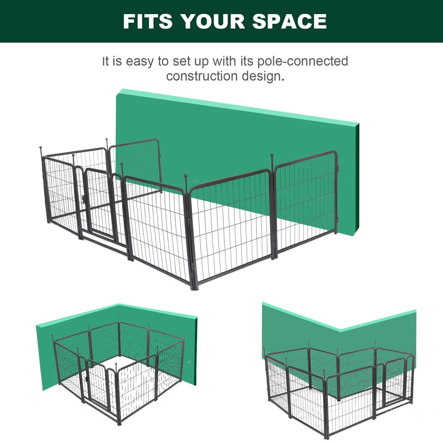 16 Panels Dog Playpen for outdoor,yard,camping,24"Height dog fence with 2 doors.