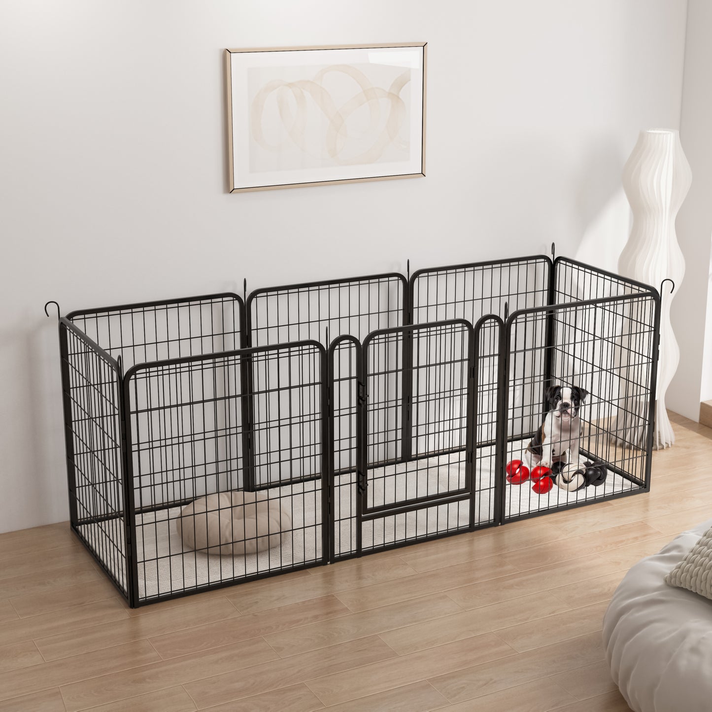 8 Panels Heavy Duty Metal Playpen with door,31.7"H Dog Fence Pet Exercise Pen for Outdoor, Indoor