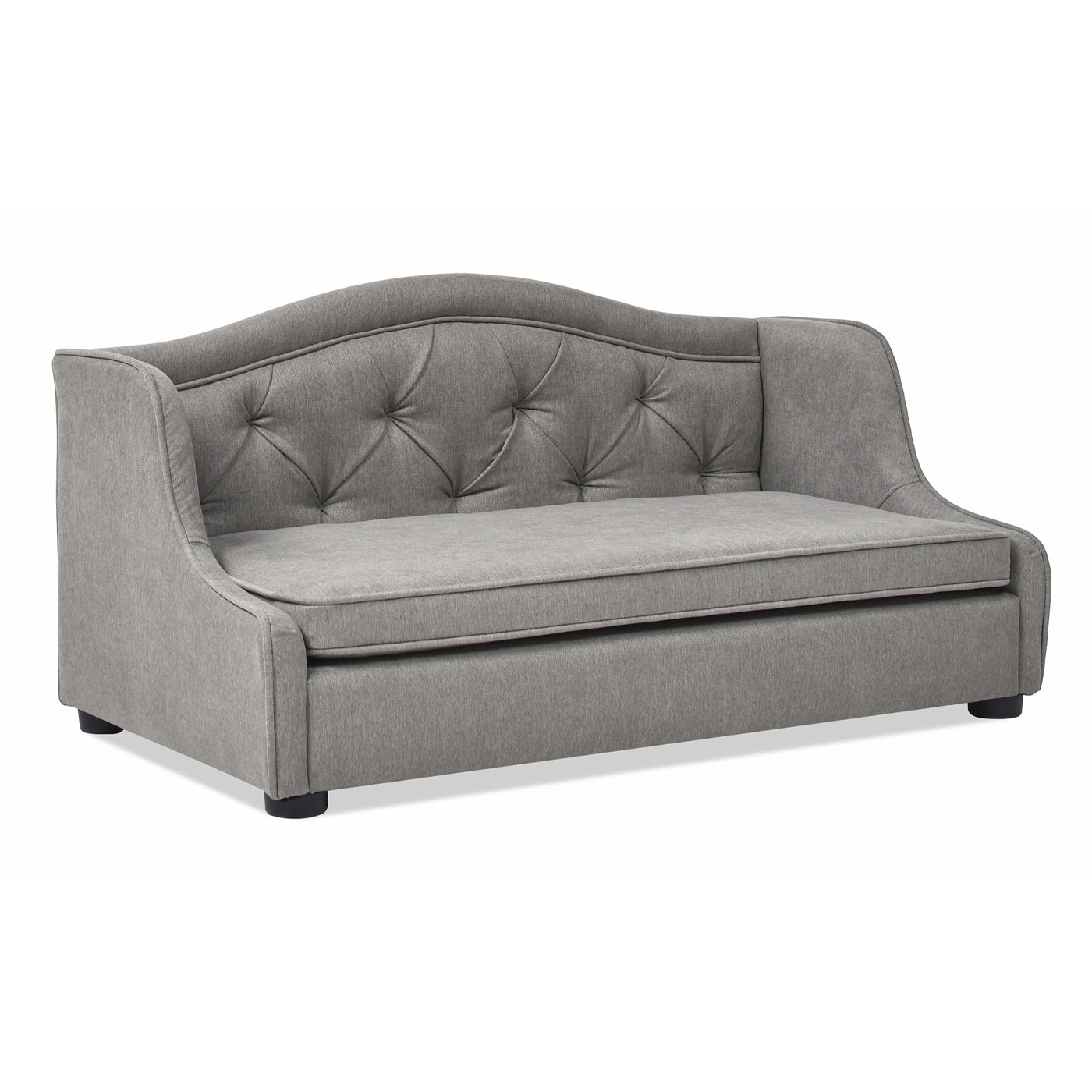 Robin 35" Tufted Wingback Pet Sofa Bed, Medium, Uptown Gray Stain Resistant High Performance Polyester