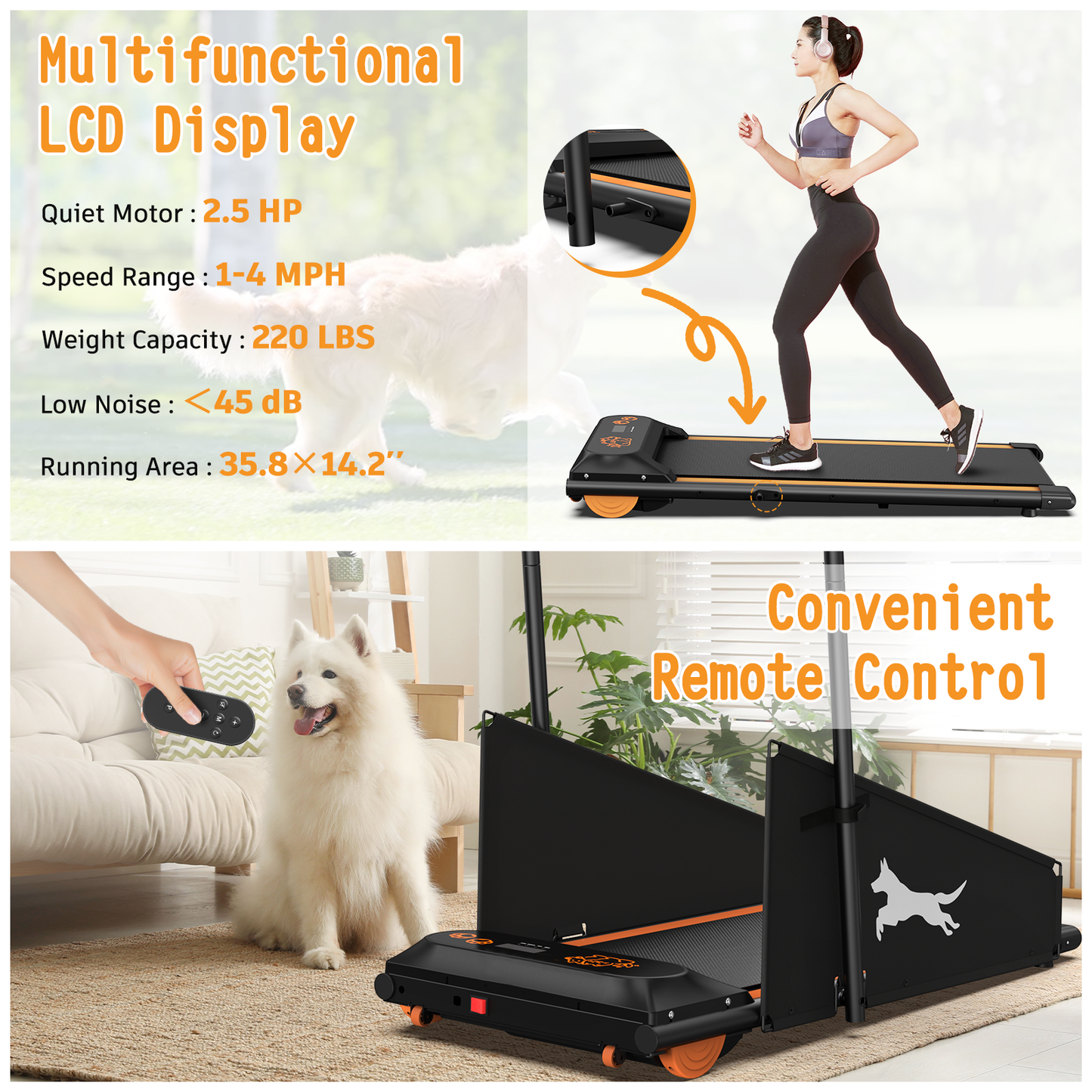 Dog Treadmill Small Dogs - Dog Treadmill for Medium Dogs - Dog Pacer Treadmill for Healthy & Fit Pets - Dog Treadmill Run Walk