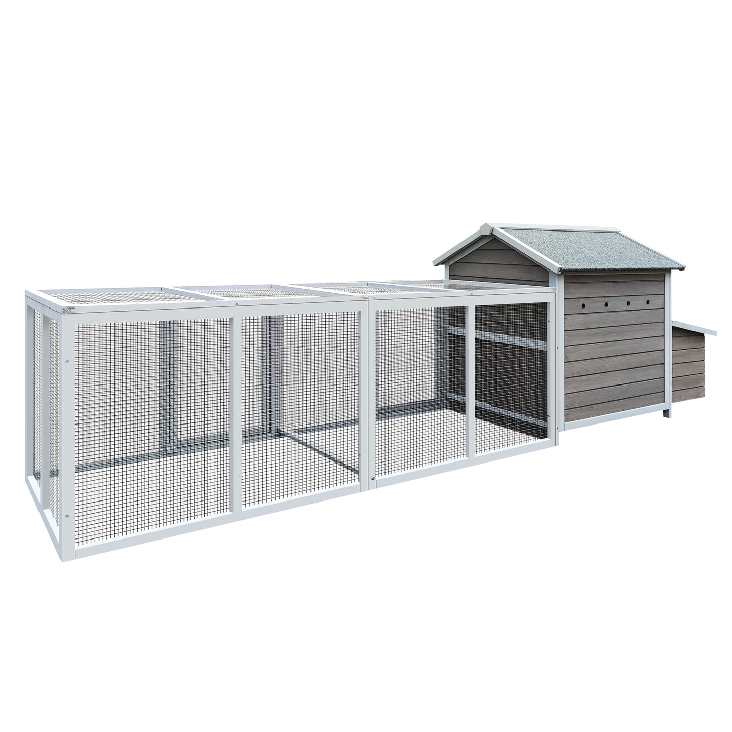 118＂Wooden Chicken Coop Outdoor Hen House Poultry Cage with Free-range Doors, Nesting Box,Leakproof Pull-on Tray