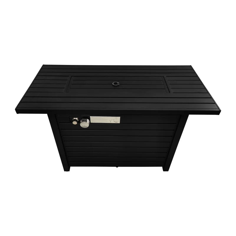 25" H x 42" W Steel Outdoor Fire Pit Table with Lid (Black)