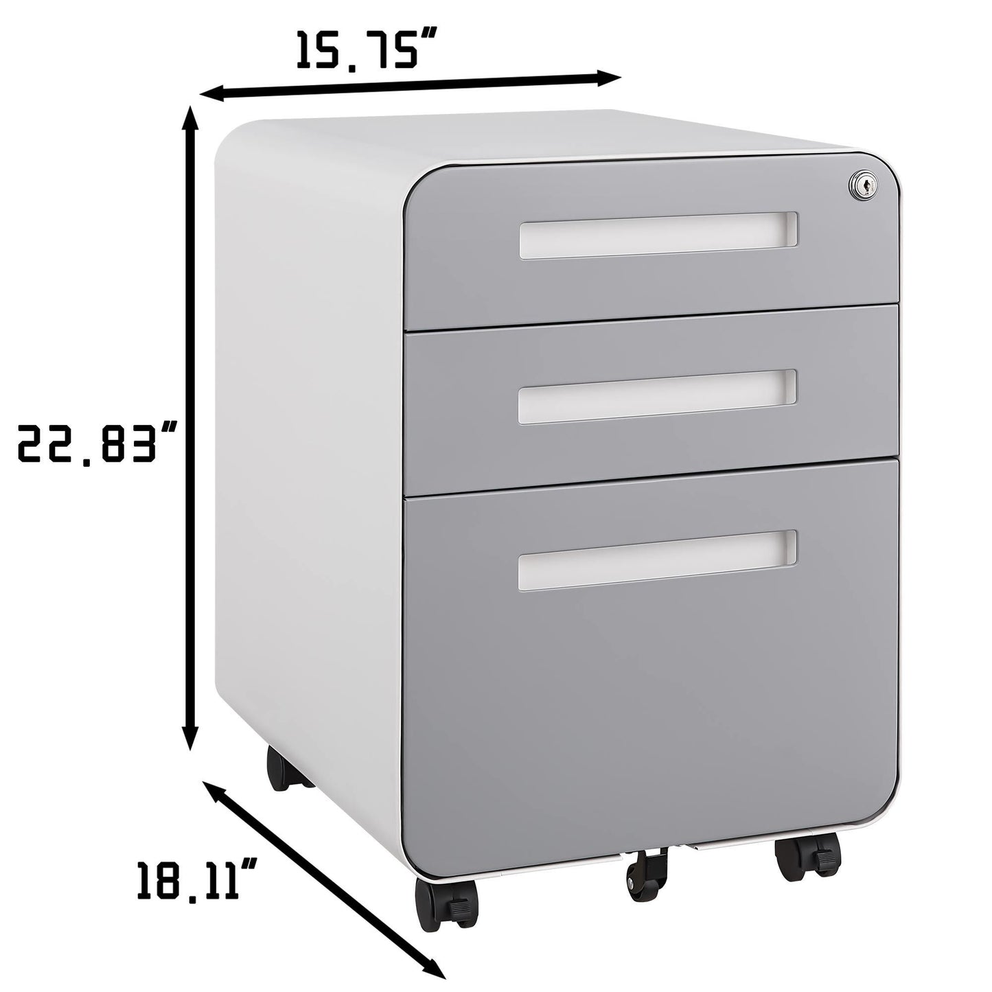 3 Drawer Mobile File Cabinet Under Desk Office,Simple Style Versatile Storage Cabinet for Legal/Letter/A4 Files, 5 Wheel Design Anti-Tilting Cold Rolled Steel Waterproof Moisture-Proof Black