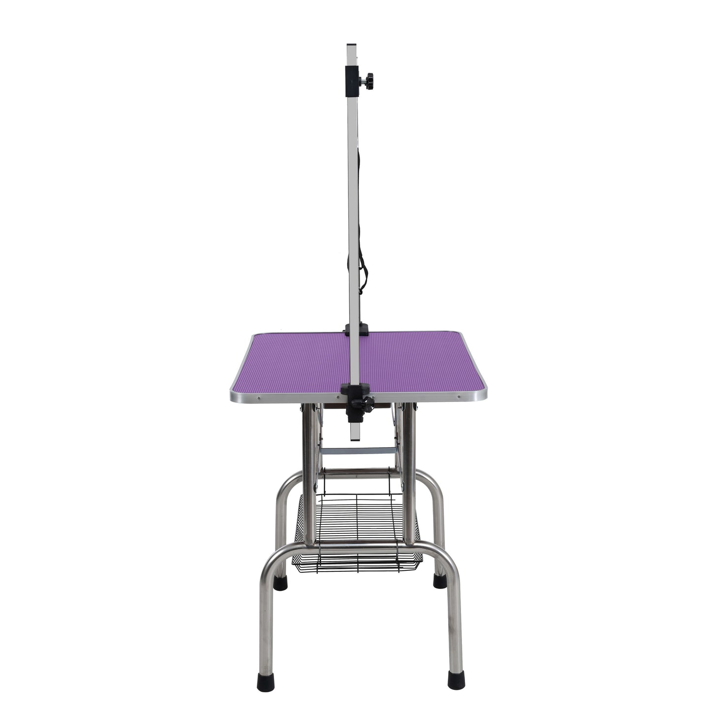 46" Folding Dog Pet Grooming Table Stainless Steel Frame Rubber Mat on Board with Adjustable Arm and Clamps pet dog Cat Grooming Table (PURPLE COLOR)