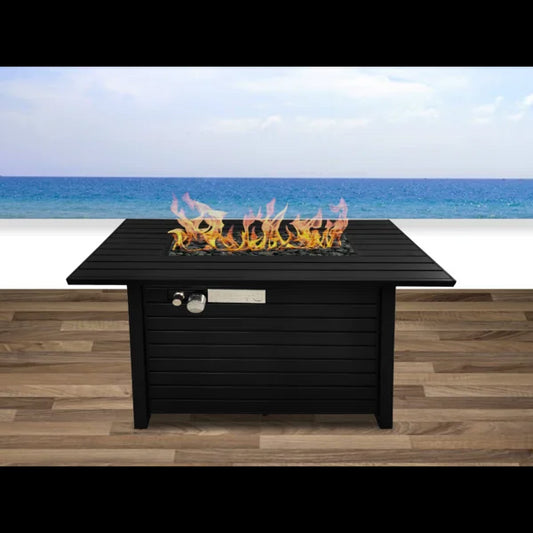 25" H x 42" W Steel Outdoor Fire Pit Table with Lid