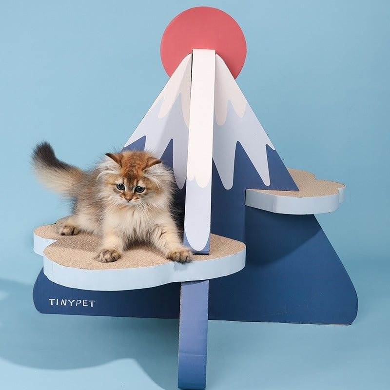 ScratchMe Cat Scratcher Post Board, Mount Fuji Shape Cat Scratching Lounge Bed, Durable Pad Prevents Furniture Damage