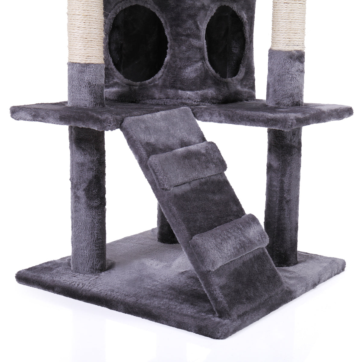 Cat Tree Cat Tower with Scratching Ball, Plush Cushion, Ladder and Condos for Indoor Cats, Gray