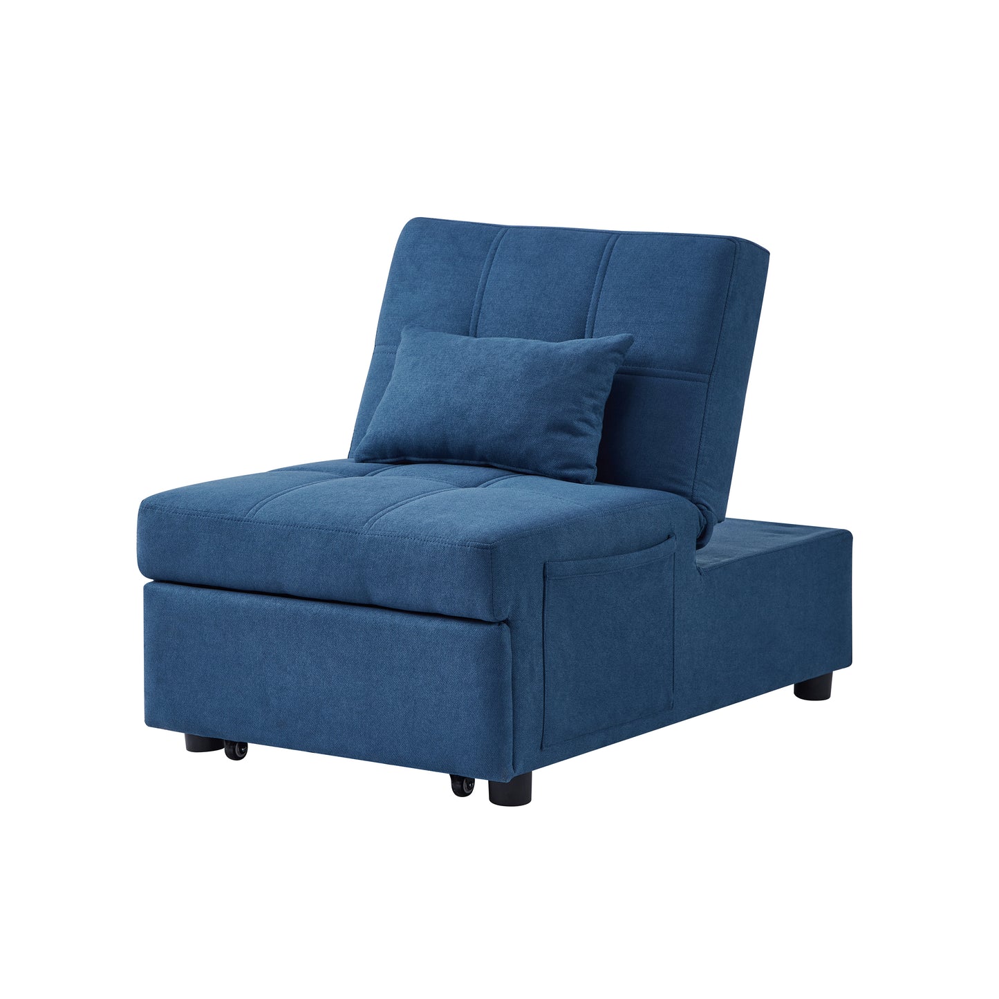 Living Room Bed Room Furniture with Blue Linen Fabric Recliner Chair Bed