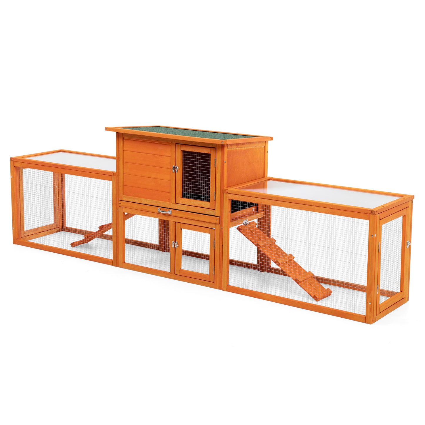 Large three box rabbit cage,for Indoor and Outdoor Use, orange