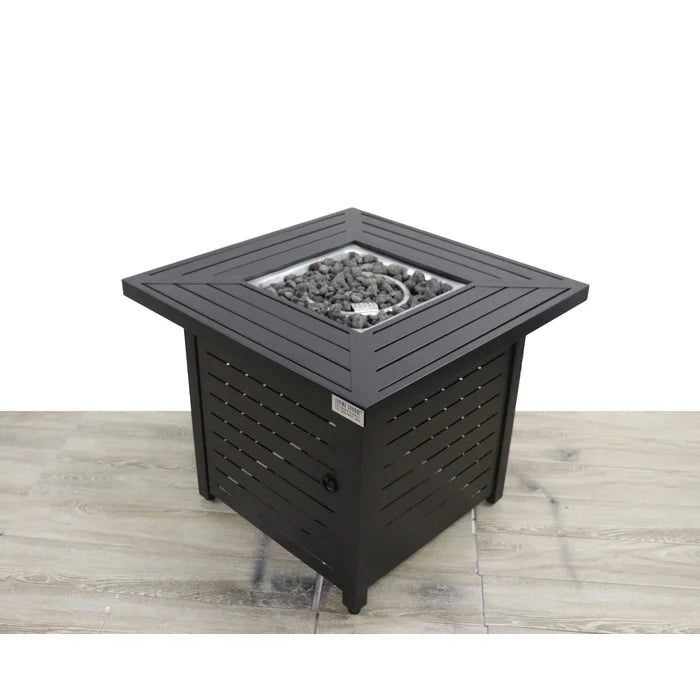 25'' H x 30'' W Steel Outdoor Fire Pit Table with Lid