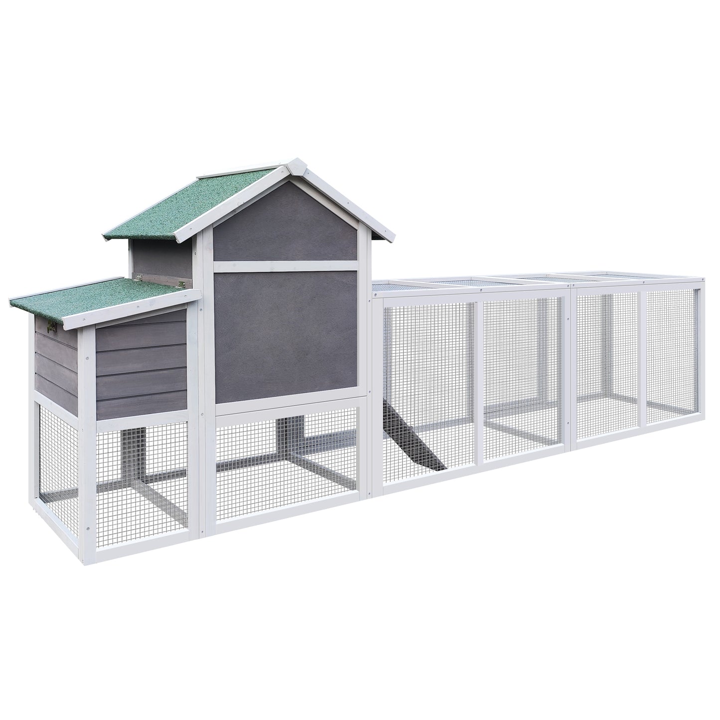 123" Large Gray Wood Chicken Coop Hen House Pet Rabbit Hutch Wooden Pet Cage Backyard with Nesting Box