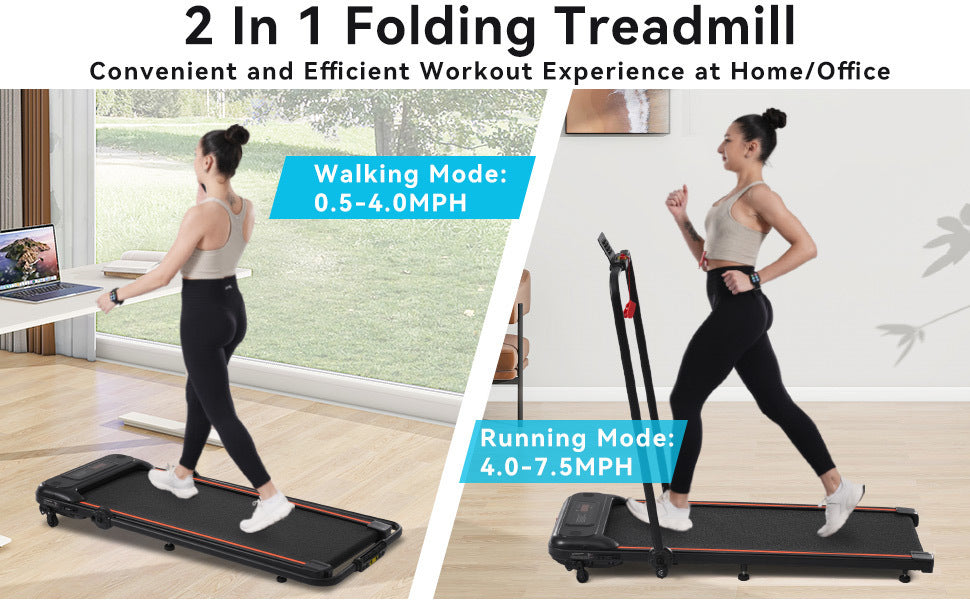 NEW Folding Walking Pad Under Desk Treadmill for Home Office -2.5HP Walking Treadmill With Incline 0.5-7.5MPH 265LBS Capacity Treadmill for Walking Running - Two Ways to Adjust Speed