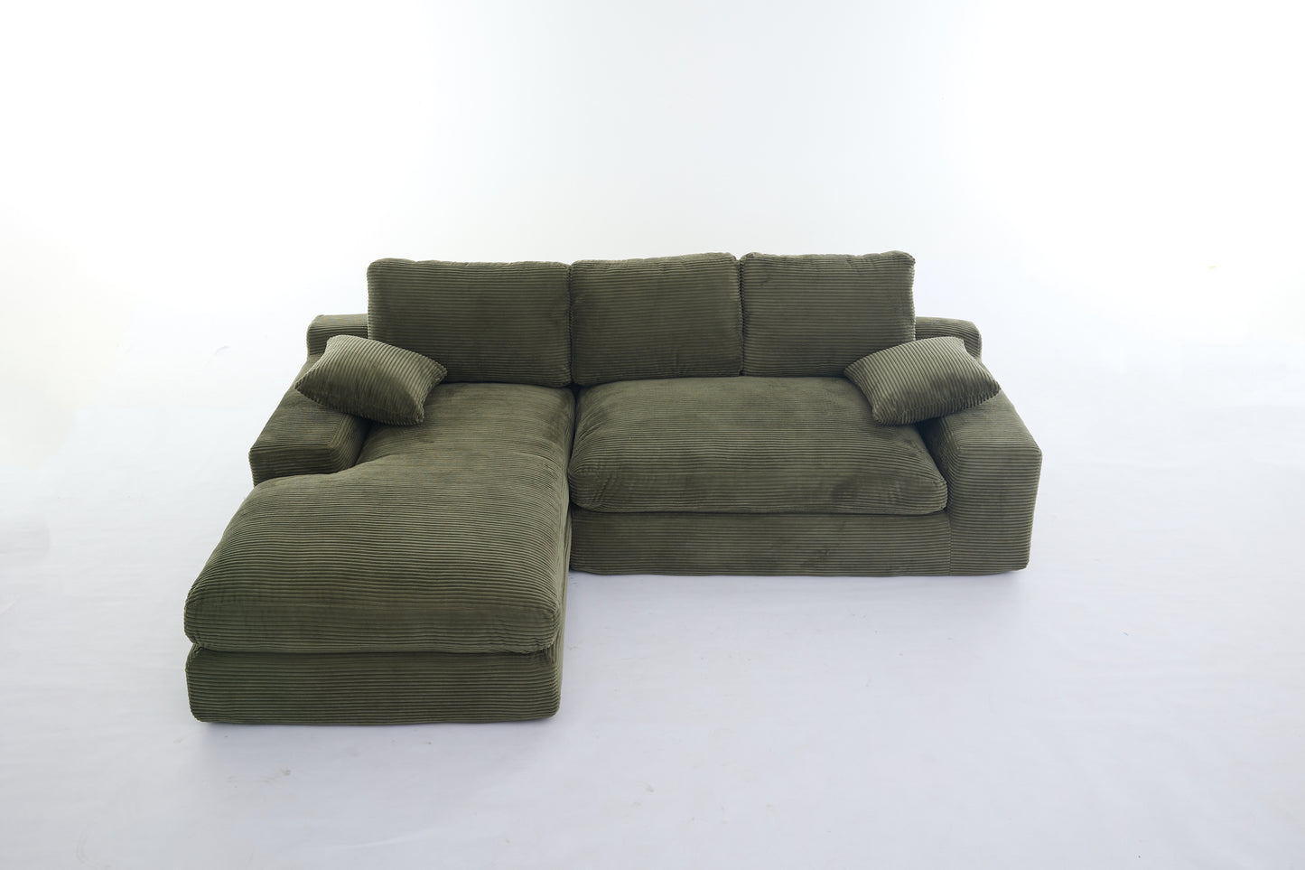 [SantaChoice] 99*69" Modular Sectional Living Room Sofa Set, Modern Minimalist Style Couch, Upholstered Sleeper Sofa for Living Room, Bedroom, 2 PC Free Combination, Installation-free Sofa, L-Shape, Army Green