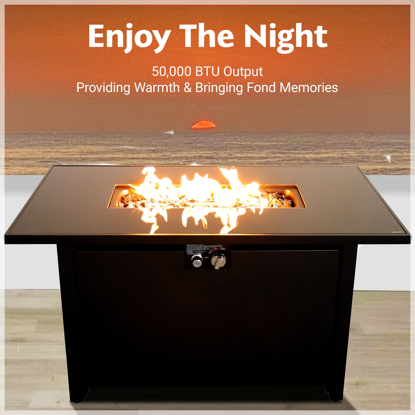 25" H x 42" W Steel Outdoor Fire Pit Table with Lid