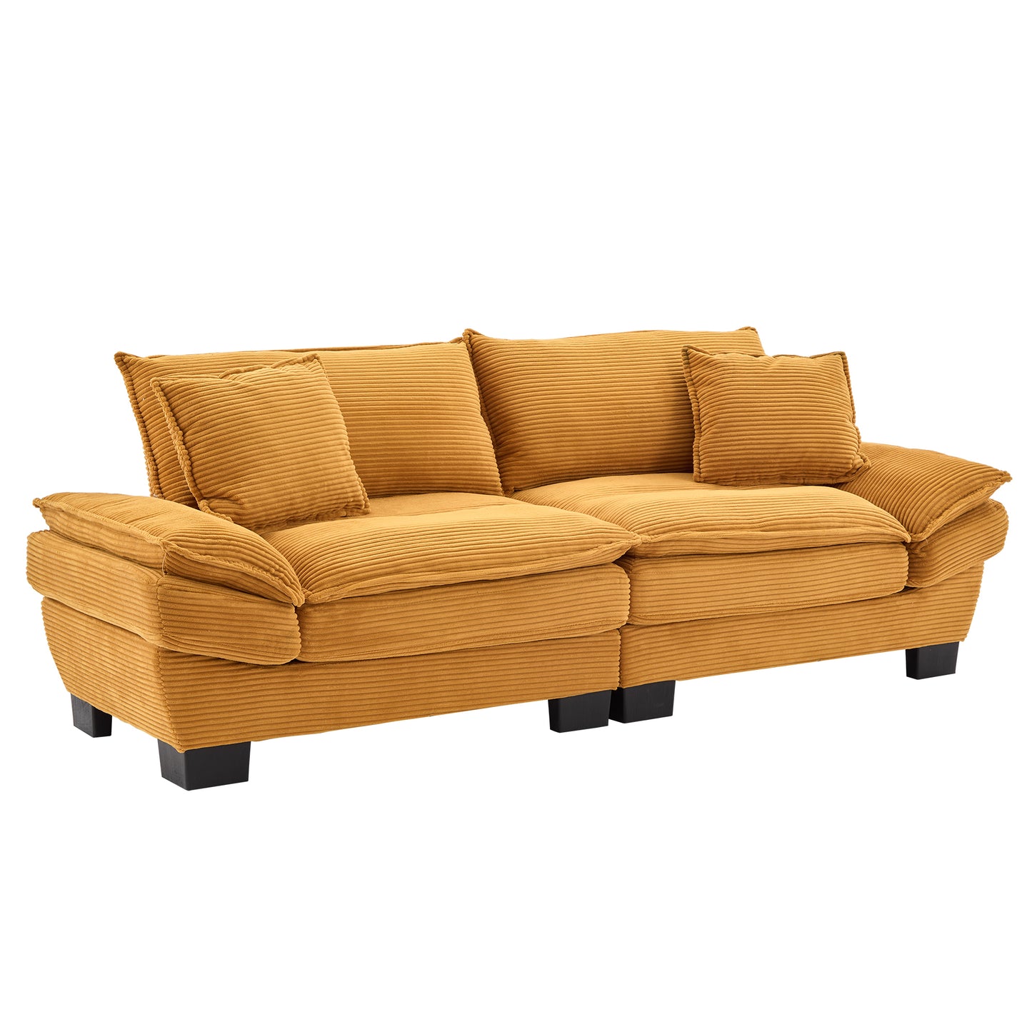 Corduroy Sofa Sleeper Couch Loveseat Sofa with Pillows Comfy Upholstered Deep Seat Sofa for Bedroom,Living Room,Apartment,Office,Dorm-Yellow Corduroy