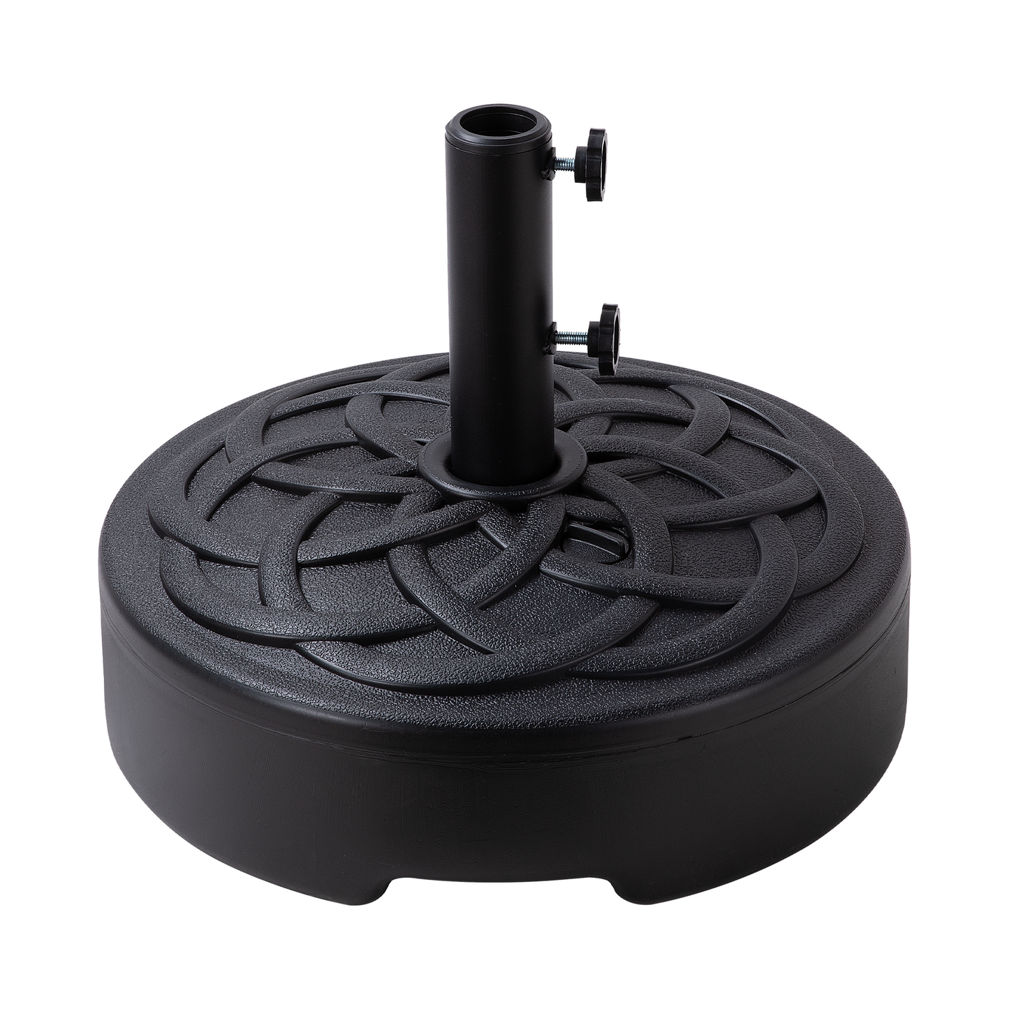 Round Patio Umbrella Base, Outdoor Umbrella Stand for Universal Umbrella Pole, Water or Sand Filled, 50lbs Weight Capacity - Black