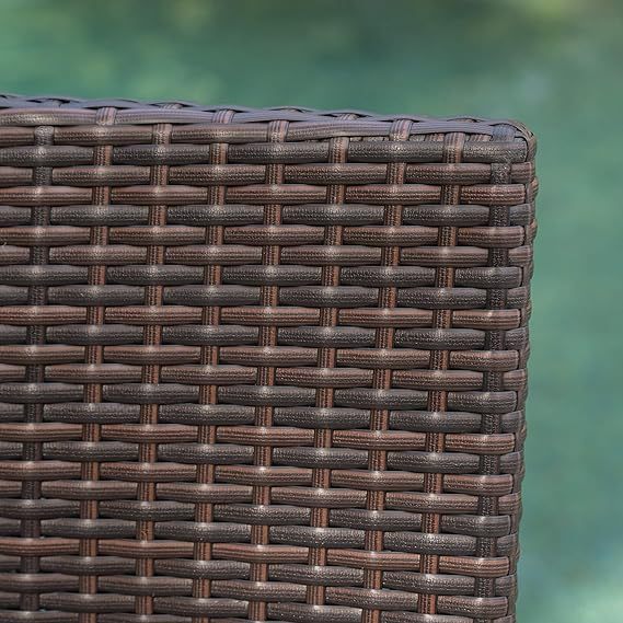 Outdoor Wicker Barstools Faux Rattan Patio Bar Stools Foldable Chair, Multibrown, Set of 2