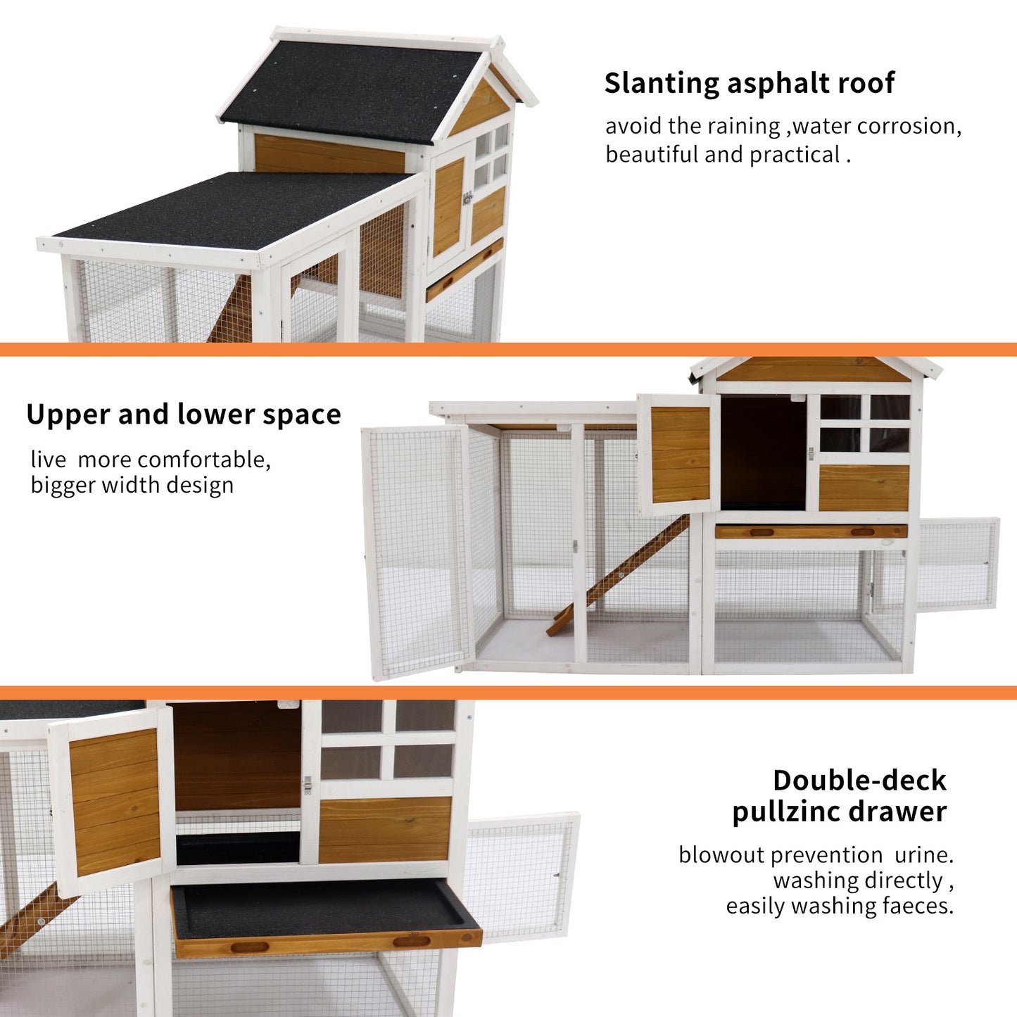 Deluxe Wooden Chicken Coop Hen House Rabbit Wood Hutch Poultry Cage Habitat