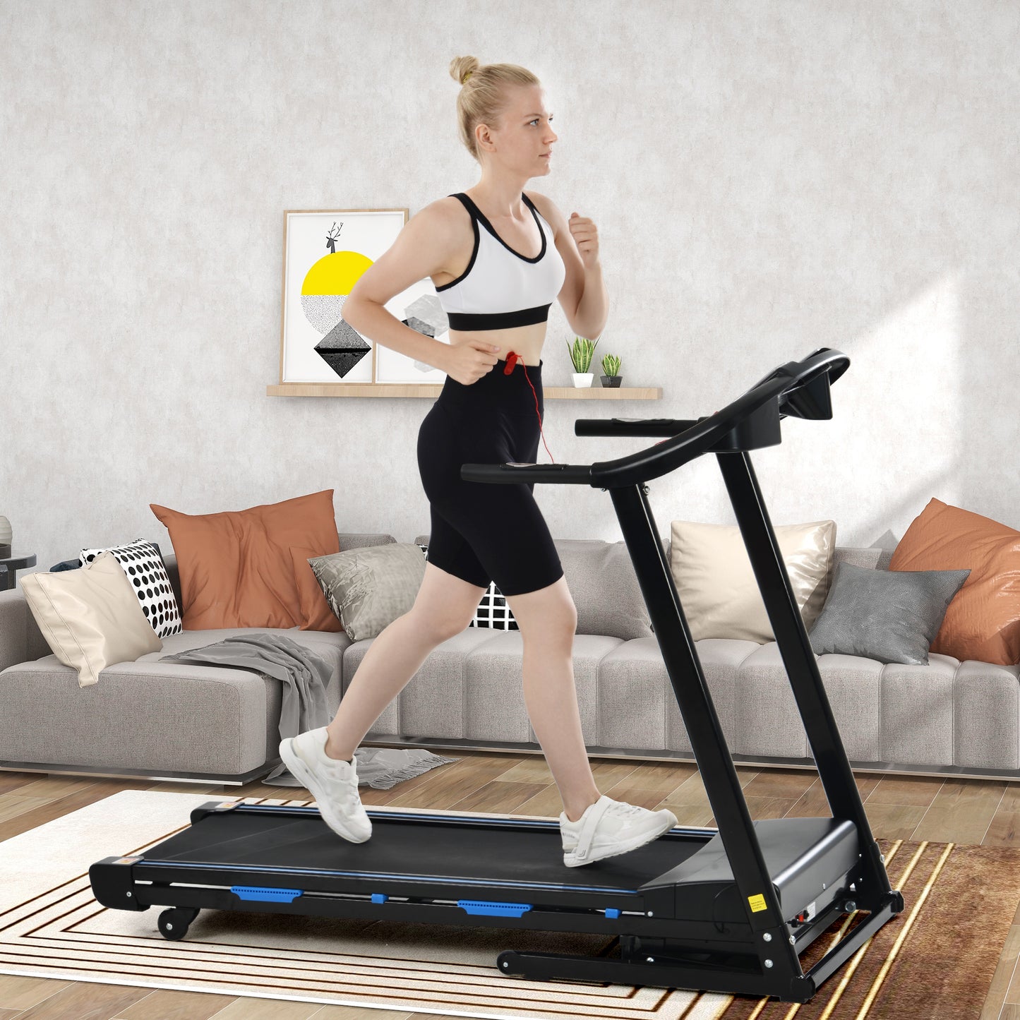 Treadmills for Home, Electric Treadmill with  Automatic Incline, Foldable 3.5HP Workout Running Machine Walking, Double Running Board Shock Absorption Pulse Sensor Bluetooth Speaker APP FITSHOW.