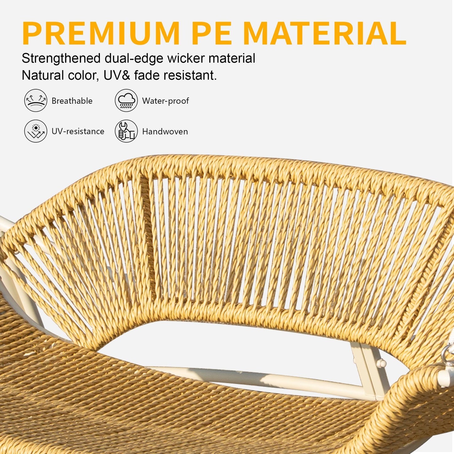 Outdoor Patio Porch Swing, 2-Seat Hanging Swing Chair with Thickened Cushions and Pillow, Rattan Porch Swing Chair Outdoor Hammock Chair for Porch, Backyard, Garden