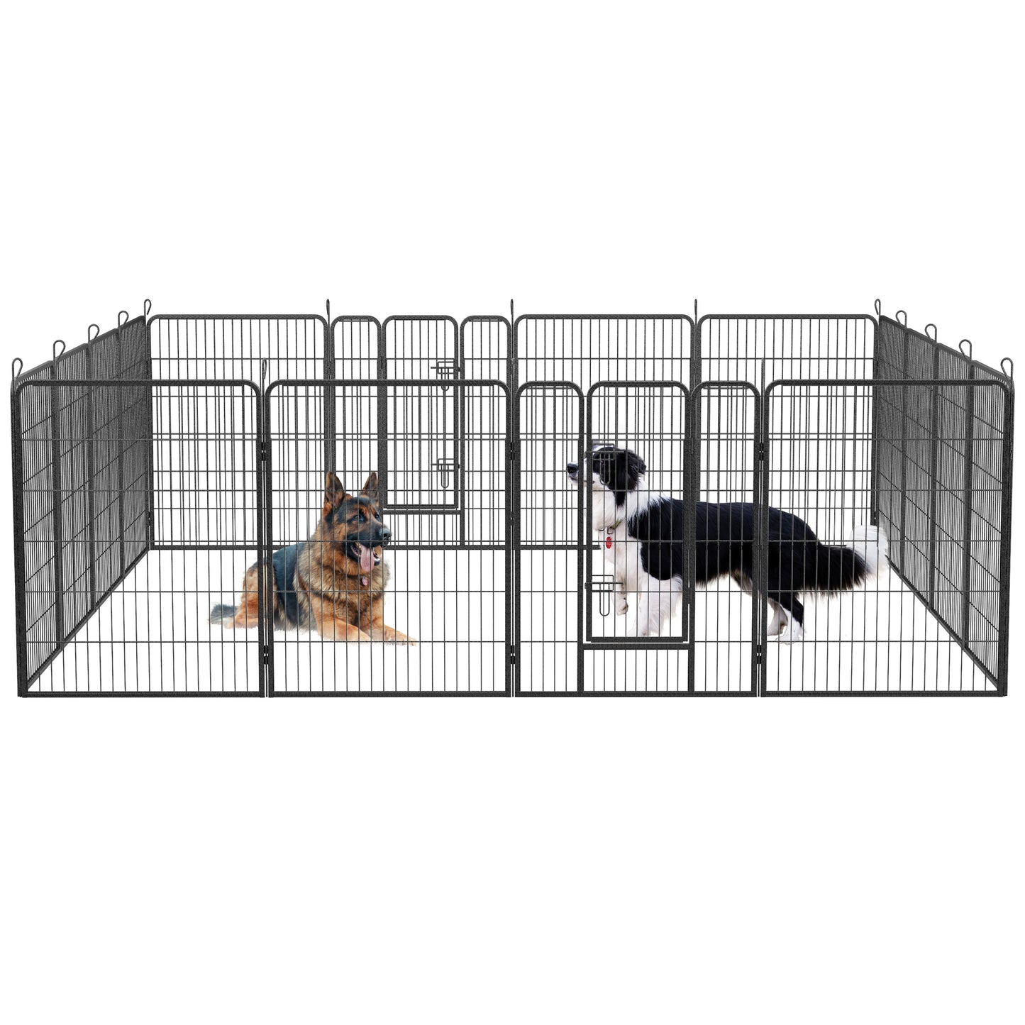 Dog Playpen Outdoor, 16 Panels Dog Pen 40" Height Dog Fence Exercise Pen with Doors for Large/Medium/Small Dogs, Portable Pet Playpen for Yard, RV, Camping, Hammer Paint Finish