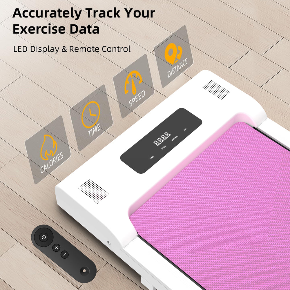 Under Desk Treadmill, Walking Pad, Portable Treadmill with Remote Control LED Display, Walking Jogging Machine for Home Office Use(265 lbs) -Pink