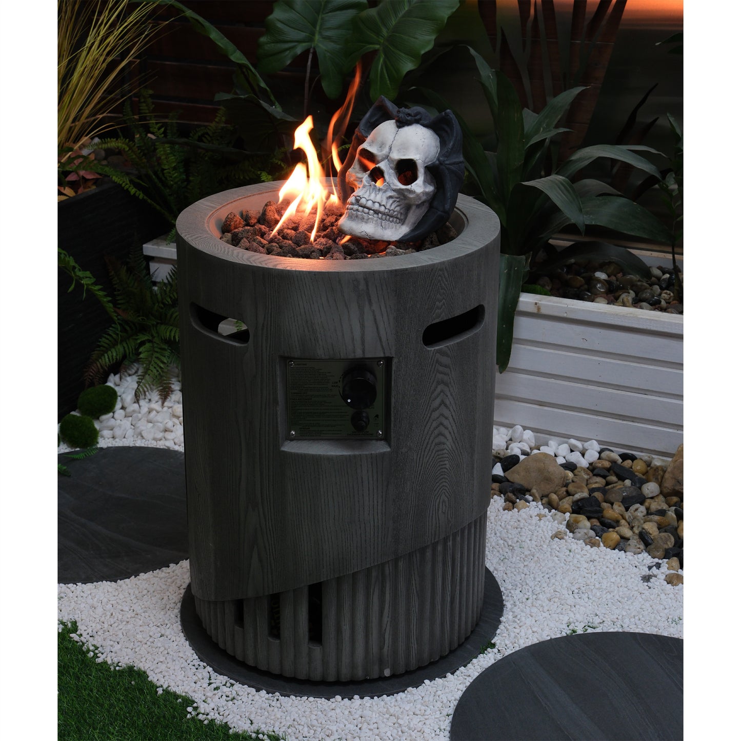 32000 BTU, CSA Certification Diameter 20 Inch Round Outdoor Gas Fire Pit,Contain 2.5kg Lava Stone And Rainproof Cover,Magnesium Oxide Cultured Stone Surface Finished,, More Suitable for Outdoor Garden