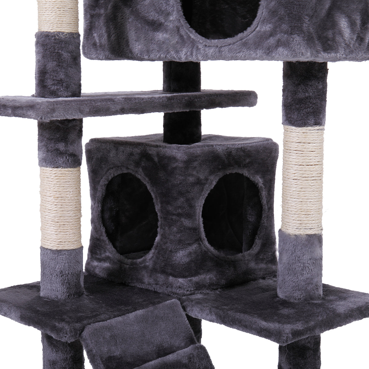 Cat Tree Cat Tower with Scratching Ball, Plush Cushion, Ladder and Condos for Indoor Cats, Gray