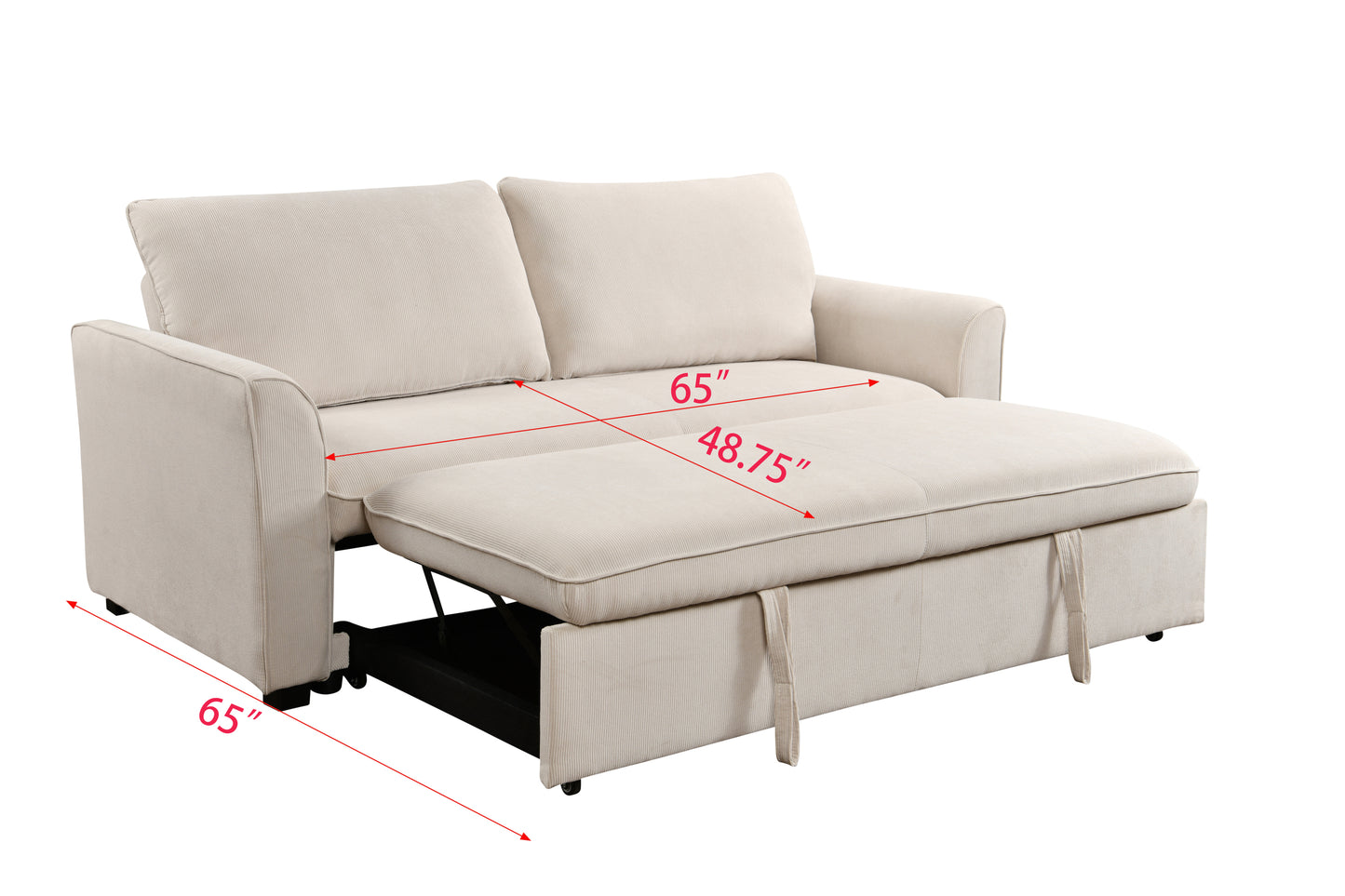 [SantaChoice] 78 Inch 3 in 1 Convertible Sleeper Sofa Bed, Modern Fabric Loveseat Futon Sofa Couch w/Pullout Bed, Small Love Seat Lounge Sofa w/Reclining Backrest, Furniture for Living Room,Beige