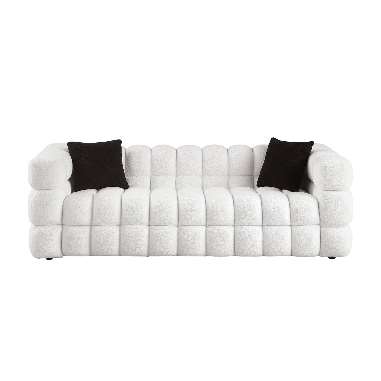 [SantaChoice] 84.3 length ,35.83" deepth ,human body structure for USA people,  marshmallow sofa,boucle sofa ,White color,3 seater