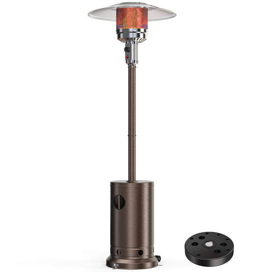 48,000 BTU Propane Patio Heater with Sand Box, Table, Double-Layer Stainless Steel Burner and Safety Protection System, Outdoor Heater with Wheels for Home&Commercial Use in Backyard, Garden