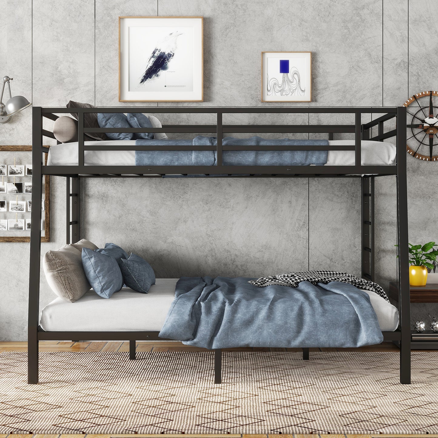 Metal Full XL over Queen Bunk Bed for Teens and Adults,Space-Saving/Noise Reduced/No Box Spring Needed(Expect arrive date 2024/6/27)