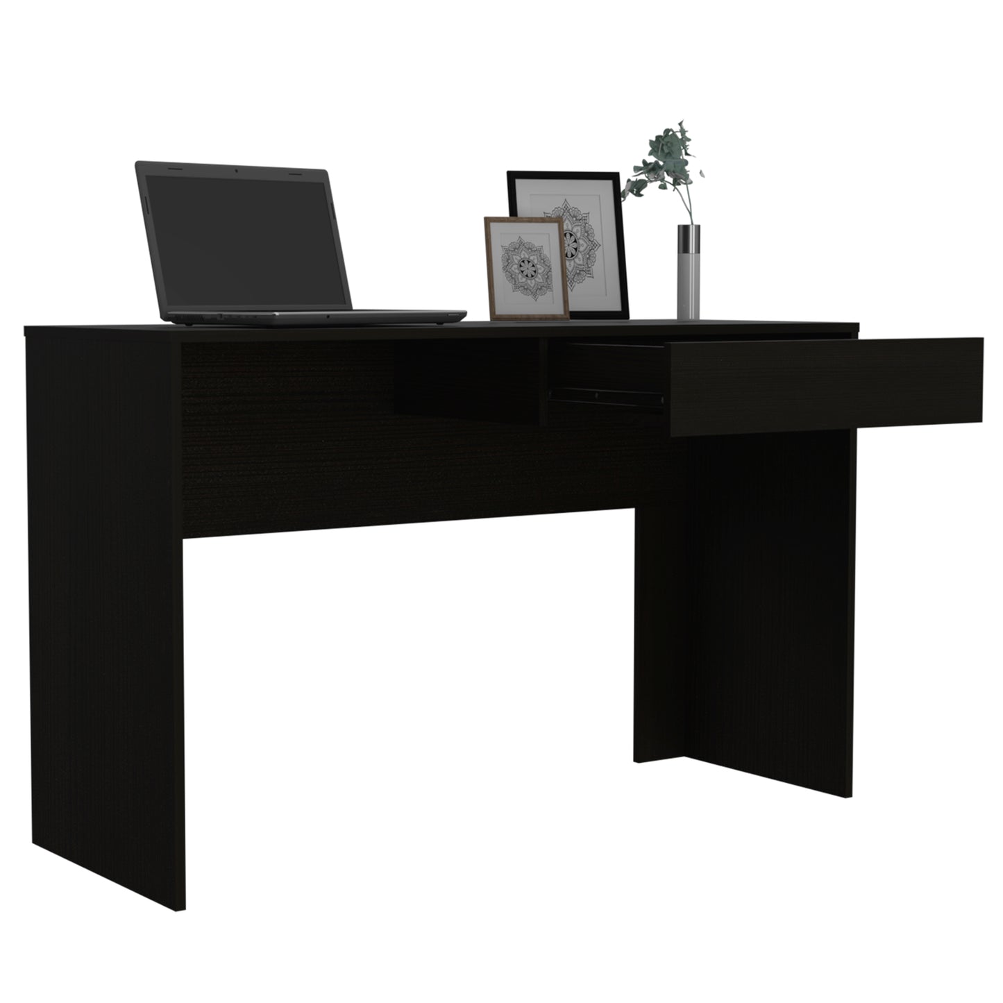 Acre Writing Computer Desk, One Drawer -Black