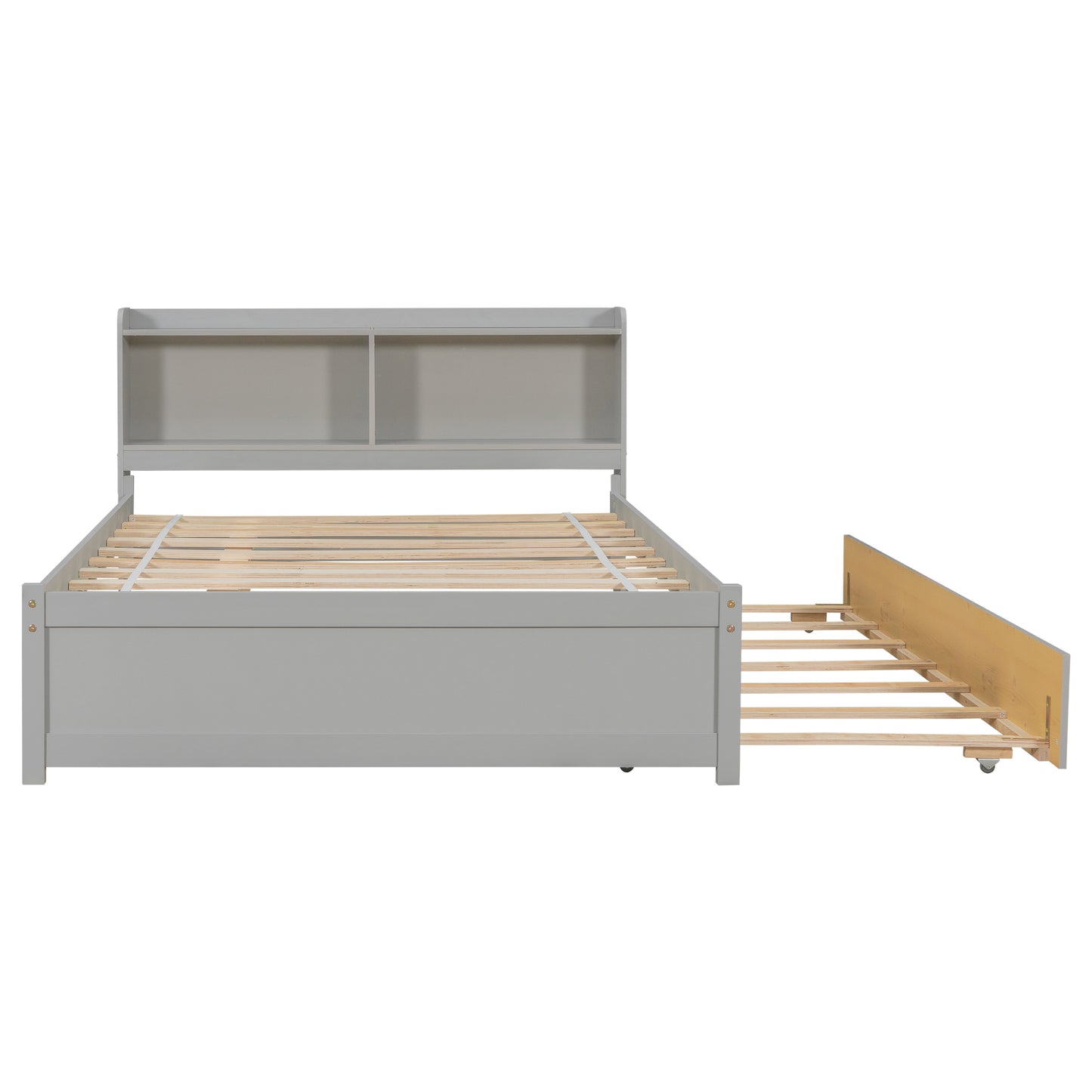 Full Bed with Trundle,Bookcase,Grey