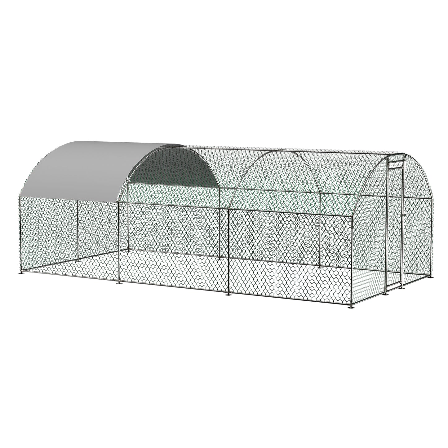 Large Chicken Coop Metal Chicken Run with Waterproof and Anti-UV Cover, Dome Shaped Walk-in Fence Cage Hen House for Outdoor and Yard Farm Use, 1" Tube Diameter, 9.84' x 19.68' x 6.56'