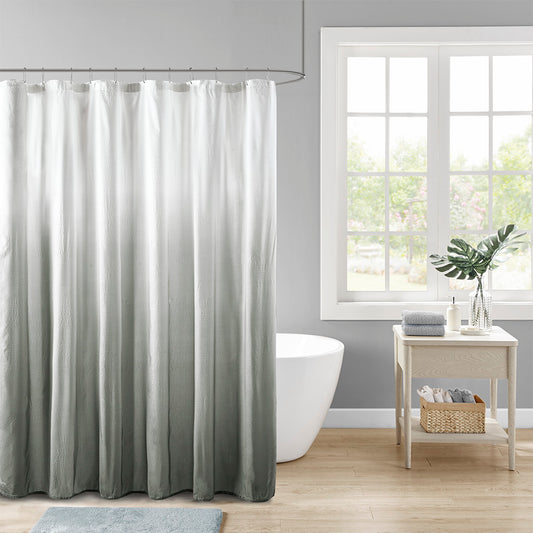 Ombre Printed Seersucker Shower Curtain Grey 72x72'