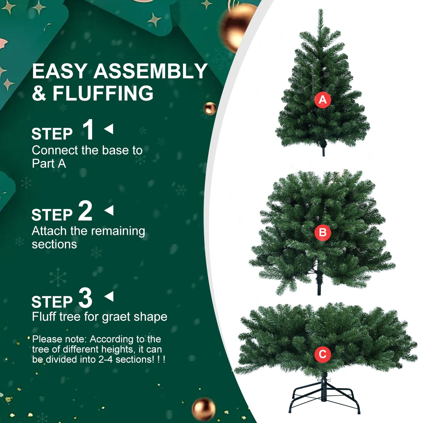 5FT Green PVC Christmas Tree with 498 Memory Wire Tips – Self-Fluffing Branches for a Perfectly Shaped, Effortless Holiday Display