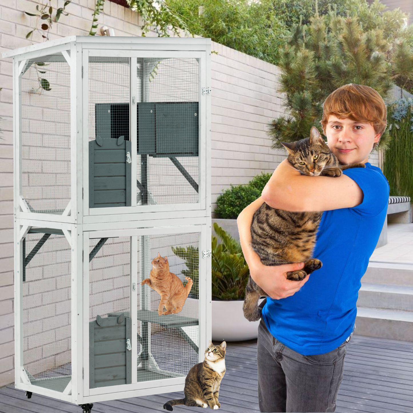 XPT016 Outdoor indoor cat pet climbing rack play cage lovely big space