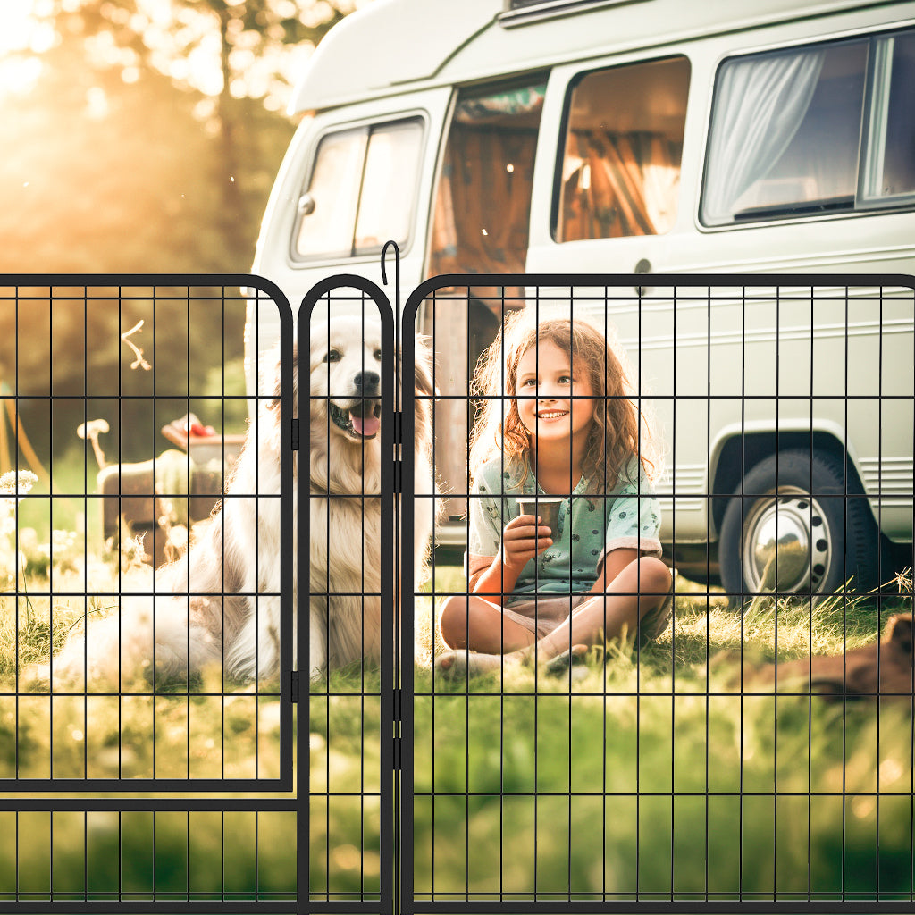 16 Panels Heavy Duty Metal Playpen with door,31.7"H Dog Fence Pet Exercise Pen for Outdoor