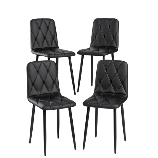 [SantaChoice] Dining Chairs Set of 4, Modern Kitchen Dining Room Chairs, PU Dining Chair Upholstered Cushion Seat and Sturdy Metal Legs