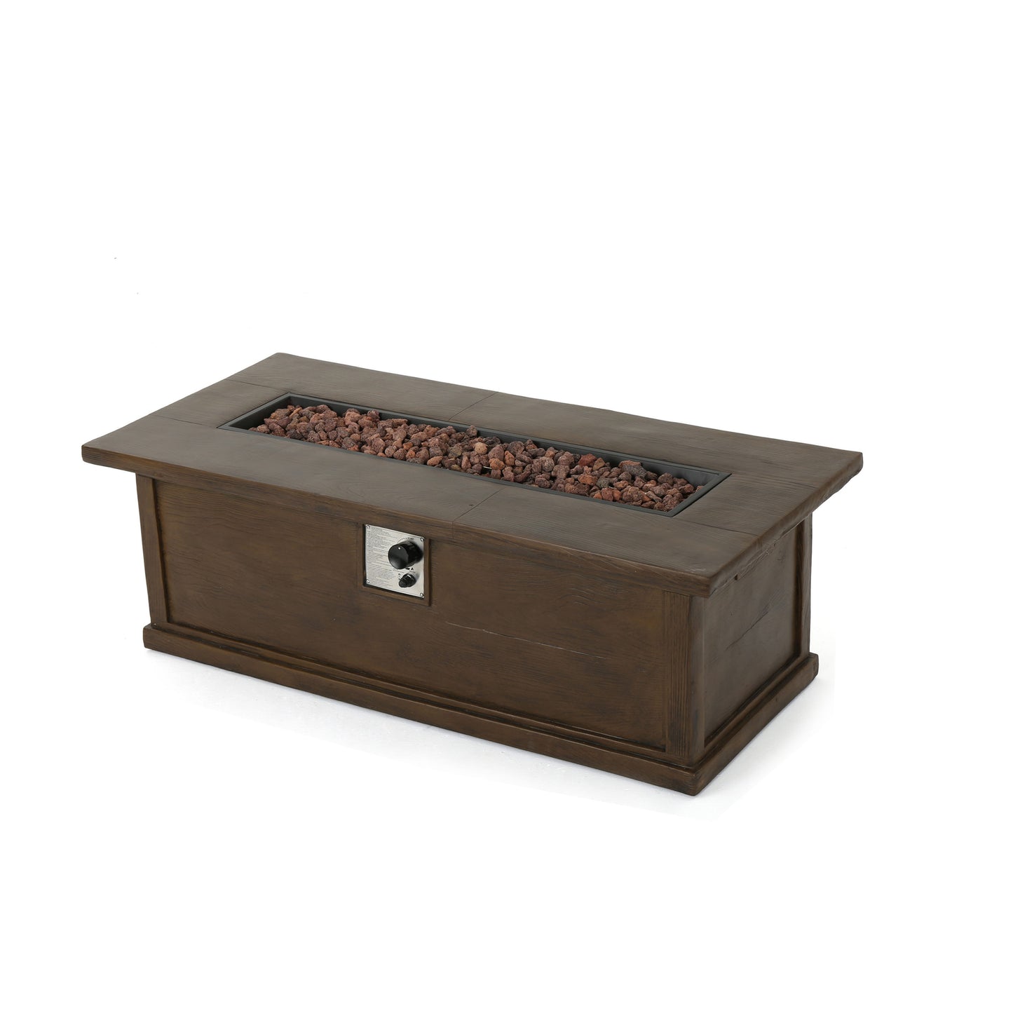 56'' Rectangular Outdoor MGO 50,000 BTU Propane Fire Pit, Brown Wood Pattern (Tank Cover not Included)