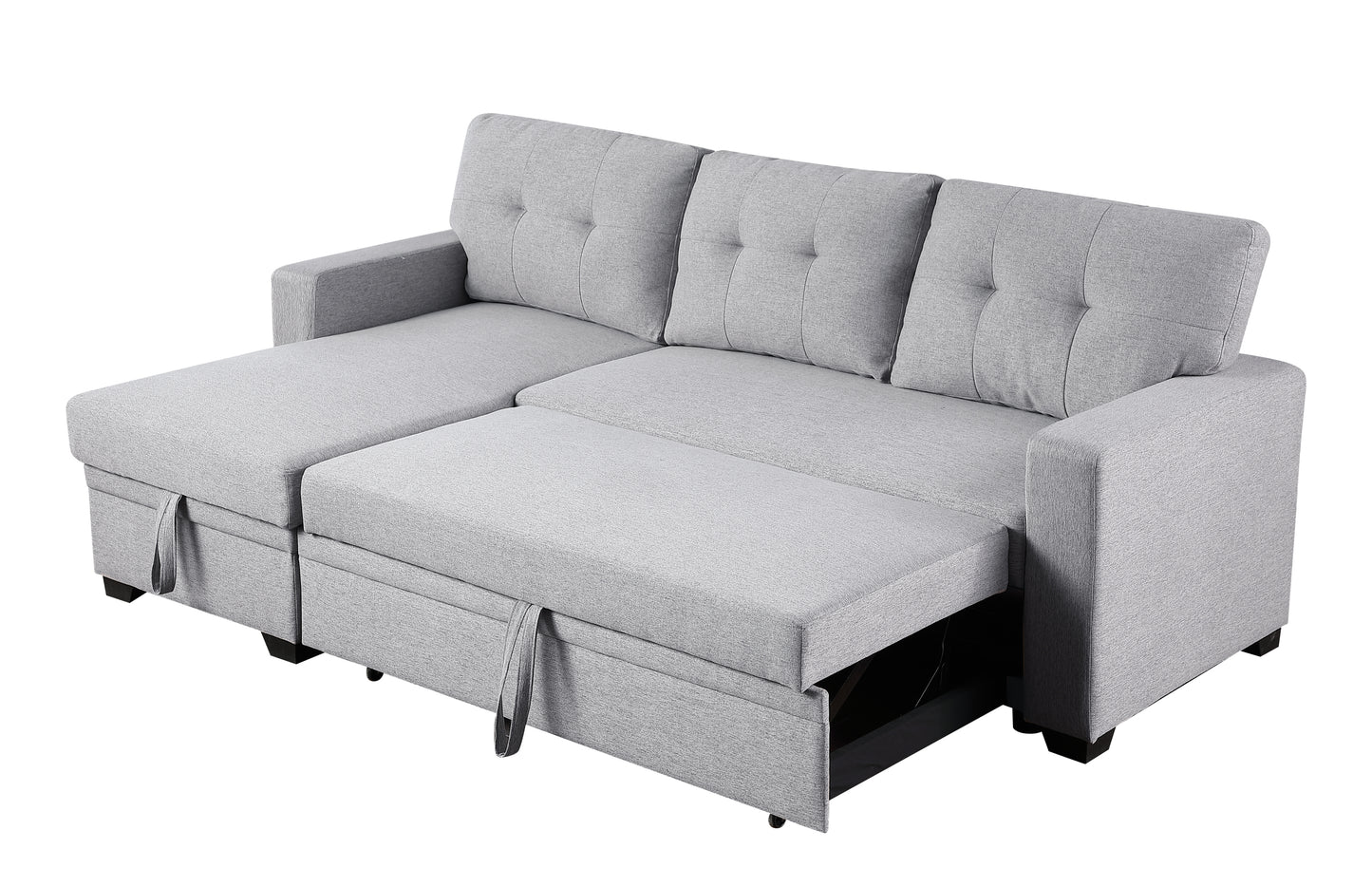 [SantaChoice] Upholstered Pull out Sectional Sofa with Chaise