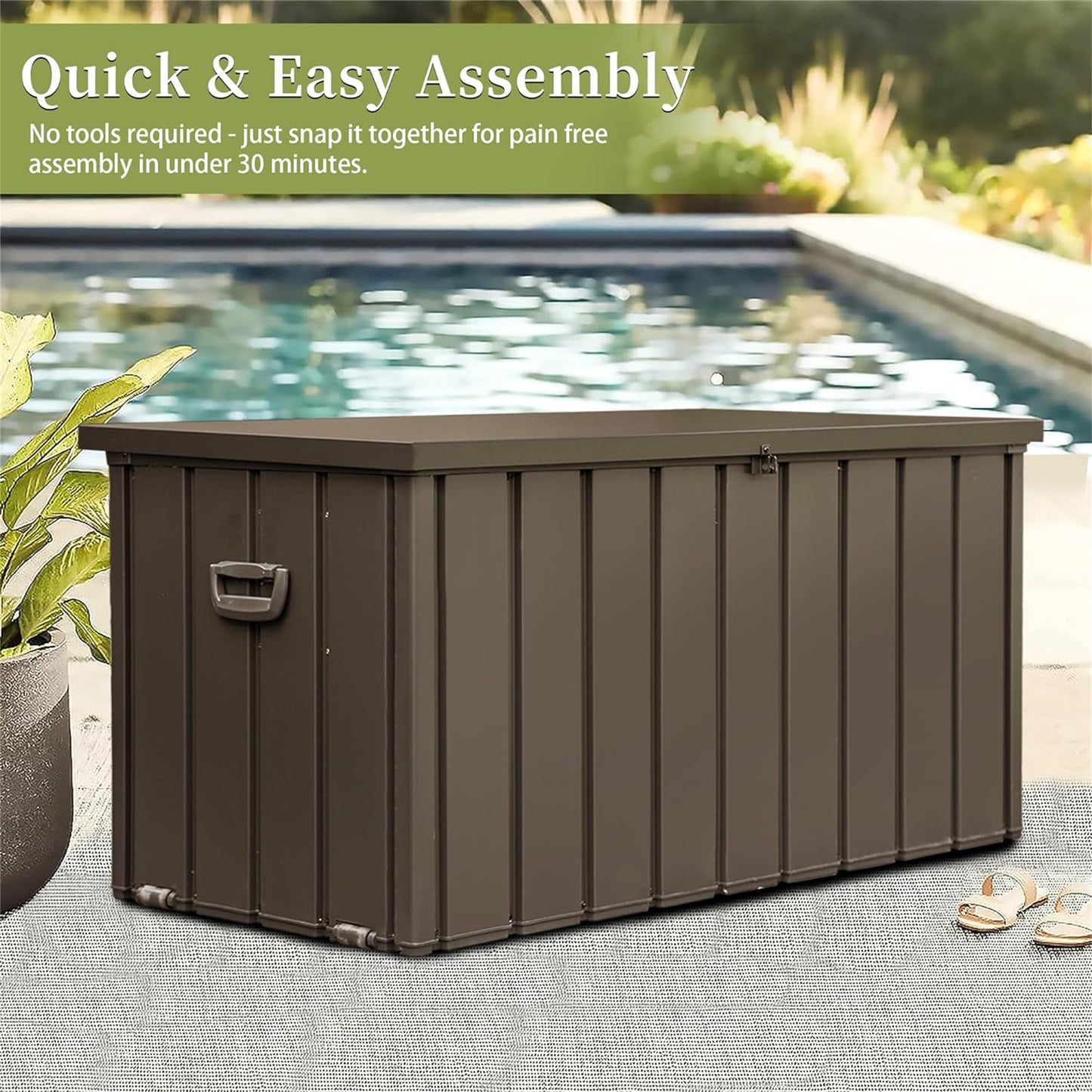 160 Gallon Outdoor Storage Deck Box Waterproof, Large Patio Storage Bin for Outside Cushions, Throw Pillows, Garden Tools, Lockable (Dark Brown)