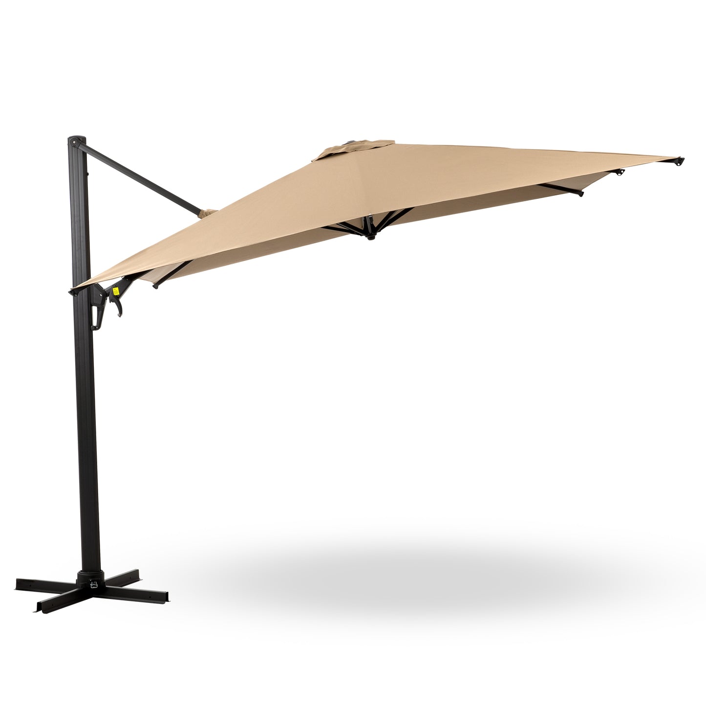 10 FT Cantilever Patio Umbrella with 360° Rotation & Tilt Adjustment, Square Outdoor Offset Umbrella with Aluminum Pole without base- Khaki