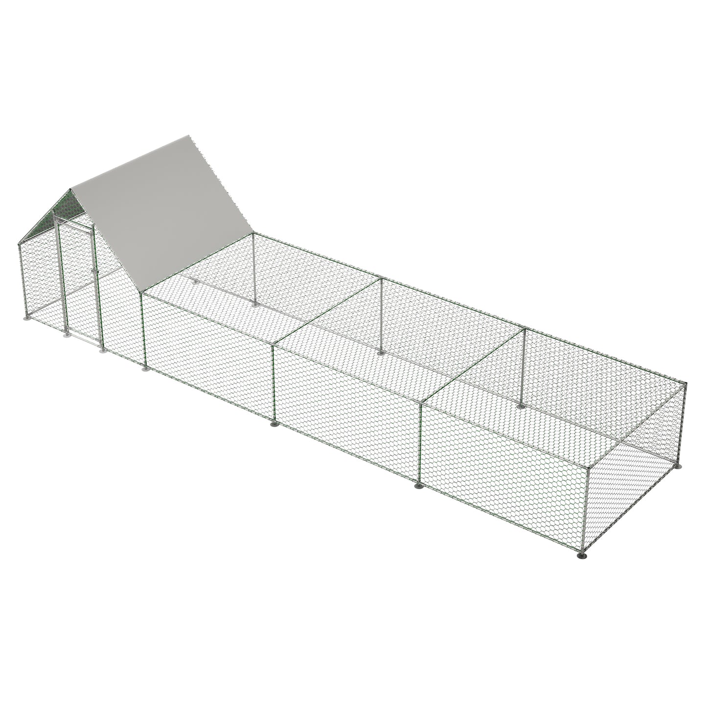 26'Lx6.7'Wx6.6' ft Large Metal Chicken Coop, Walk-in Chicken Run, Galvanized Wire Poultry Chicken Hen Pen Cage, Rabbits Duck Cages with Waterproof and Anti-Ultraviolet Cover for Outside