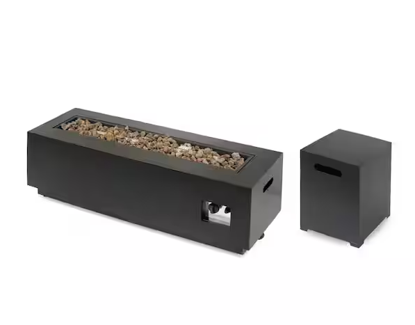 RECTANGULAT IRON FIRE PIT-50 000BTU WITH TANK HOLDER