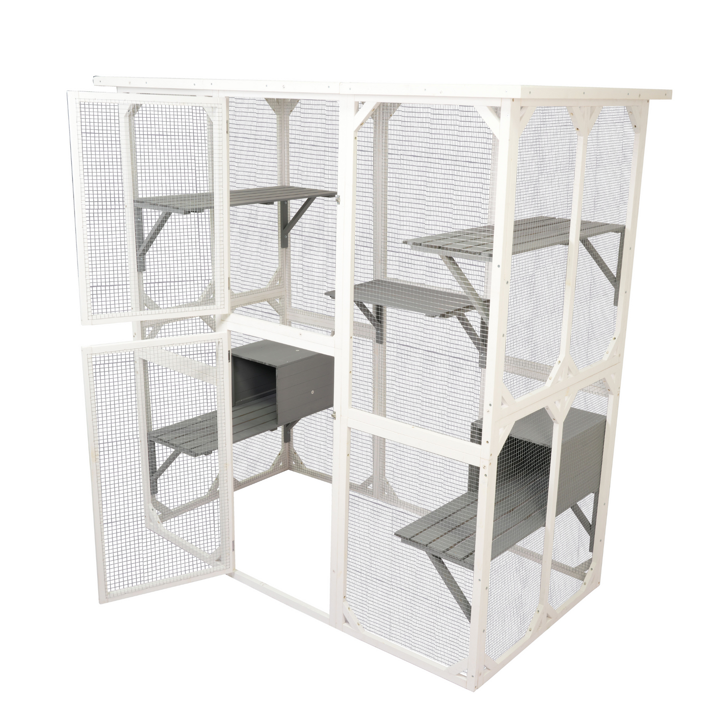 XPT018 cat cage box lovely house cute pet play speace Wooden White Medium