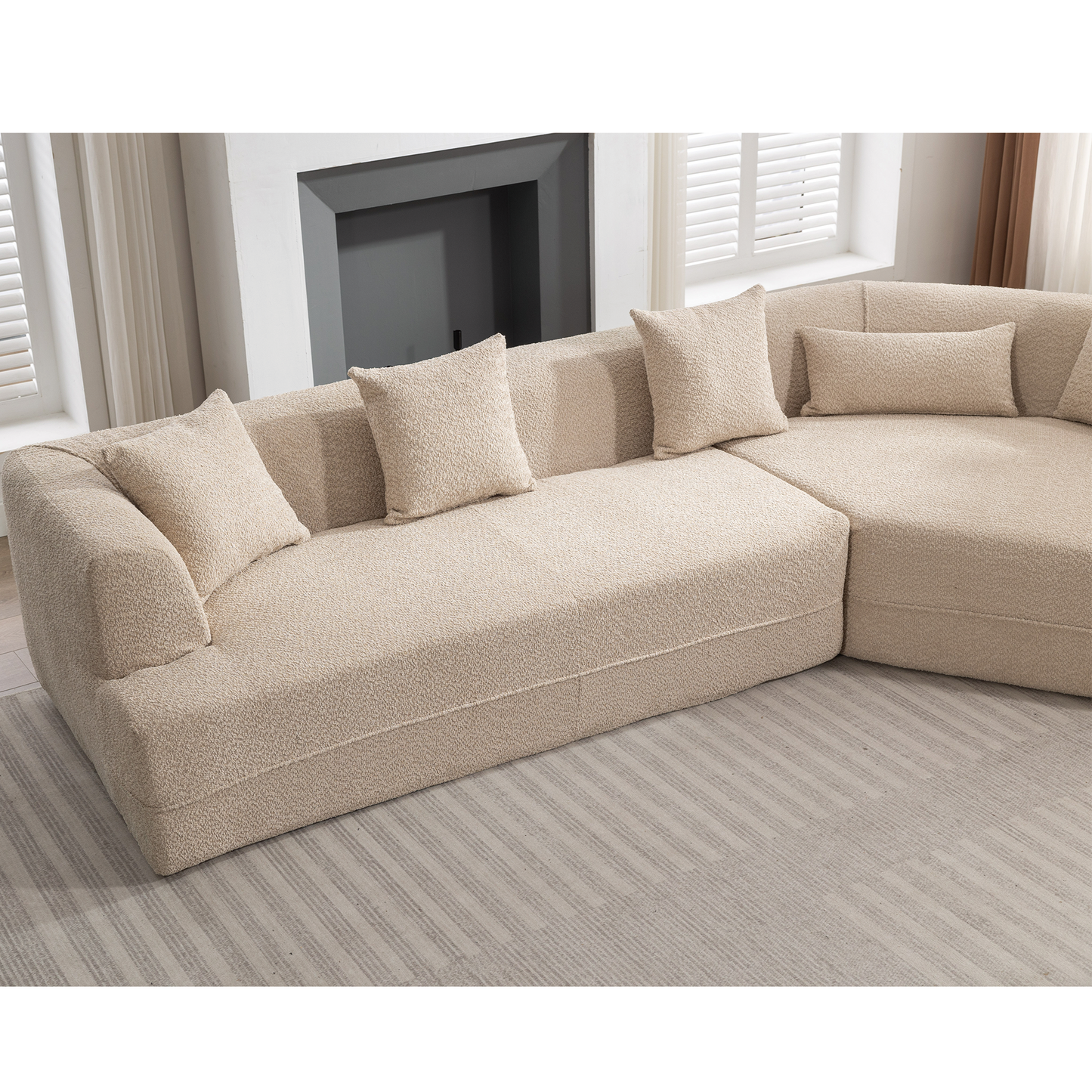 Modular sofa, modern minimalist style sofa,  upholstered ,  free combination, round fiber fabric, anti-wrinkle fabric,Dimension extension,Brown