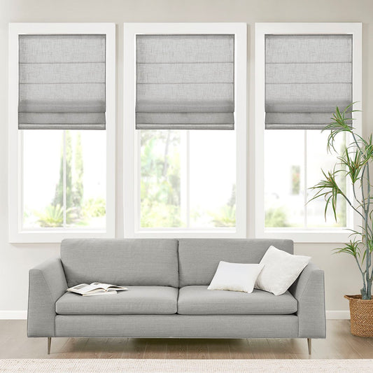 Linen Blend Light Filtering Cordless Roman Shade Grey 29x64'